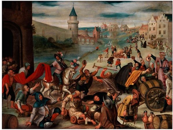 Das Fest Des Heiligen Martin (or Attributed To Pieter Balten) Oil Painting by Marten van Cleve the Elder