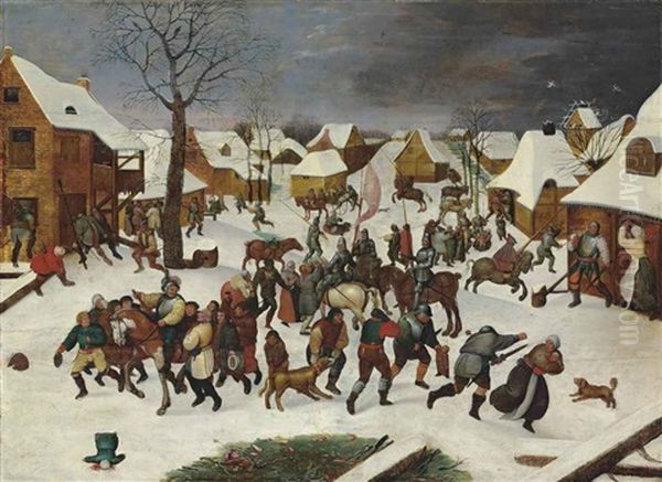 The Massacre Of The Innocents Oil Painting by Marten van Cleve the Elder