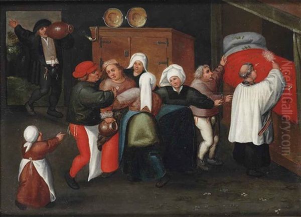 The Blessing Of The Bridal Bed Oil Painting by Marten van Cleve the Elder