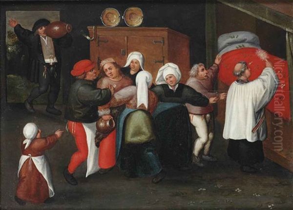 The Blessing Of The Bridal Bed Oil Painting by Marten van Cleve the Elder