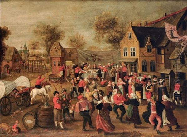 La Danse De La Noce Avec La Remise Des Presents Oil Painting by Marten van Cleve the Elder