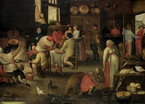 Bauernkuche Oil Painting by Marten van Cleve the Elder