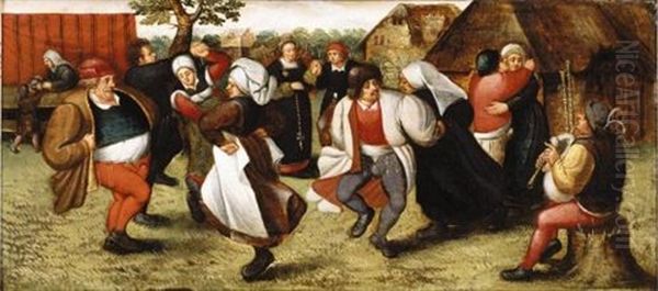 The Peasant Dance Oil Painting by Marten van Cleve the Elder