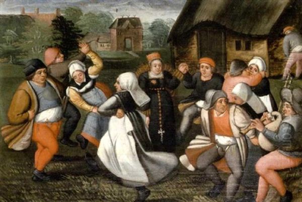 The Wedding Dance Oil Painting by Marten van Cleve the Elder