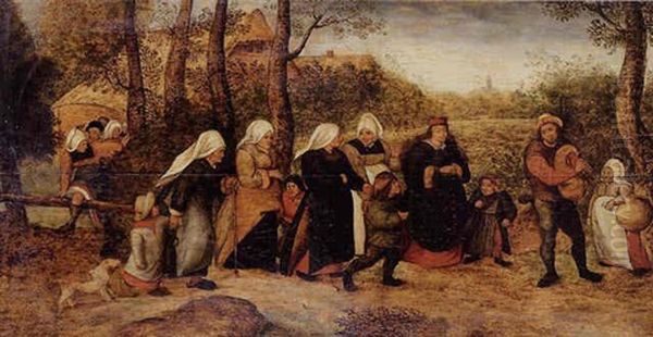 Wedding Procession Oil Painting by Marten van Cleve the Elder