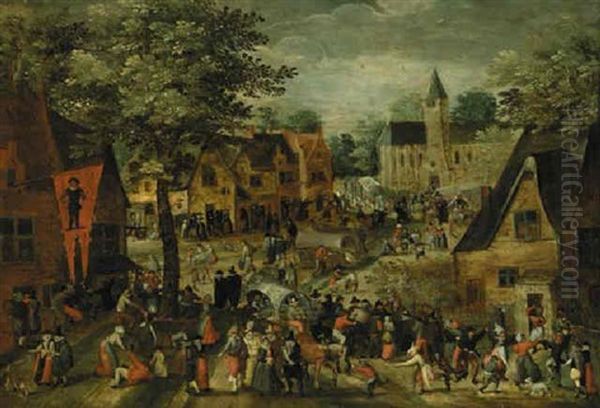 A Village Kermesse Oil Painting by Marten van Cleve the Elder