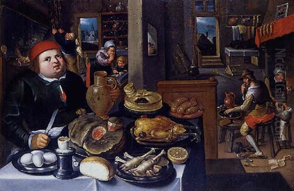 Le Festin De Gargantua Oil Painting by Marten van Cleve the Elder