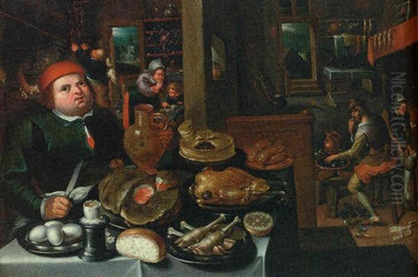 The Rich And The Poor Kitchen Oil Painting by Marten van Cleve the Elder