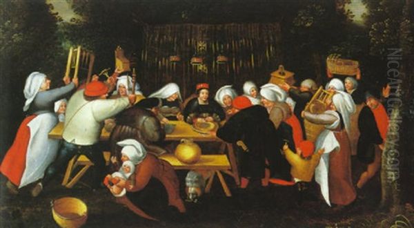 Le Repas De La Mariee Oil Painting by Marten van Cleve the Elder