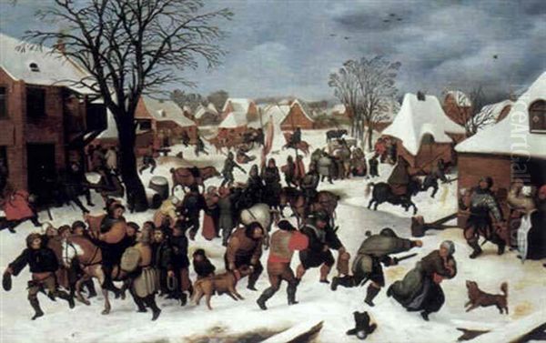 Le Massacre Des Innocents Oil Painting by Marten van Cleve the Elder