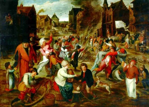 The Feast Of Saint Martin Oil Painting by Marten van Cleve the Elder