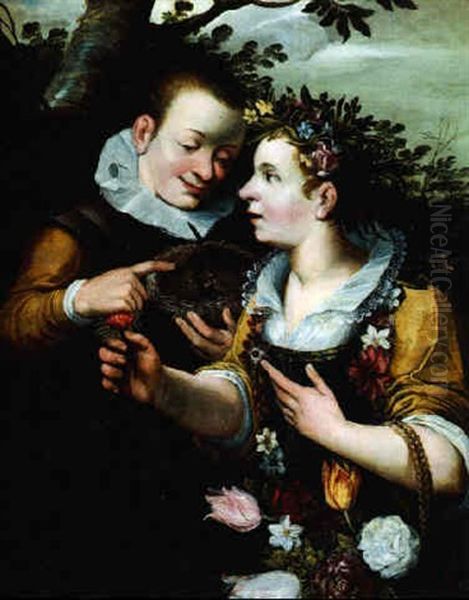 Allegorie Du Printemps Oil Painting by Marten van Cleve the Elder