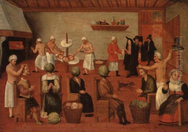 La Cuisine Des Tetes Oil Painting by Marten van Cleve the Elder