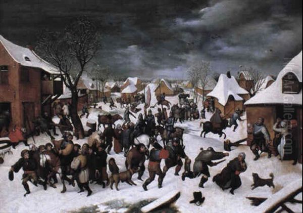 Le Massacre Des Innocents Oil Painting by Marten van Cleve the Elder