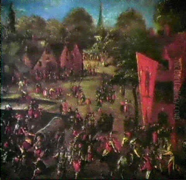 Kermesse De La Saint-sebastien Oil Painting by Marten van Cleve the Elder