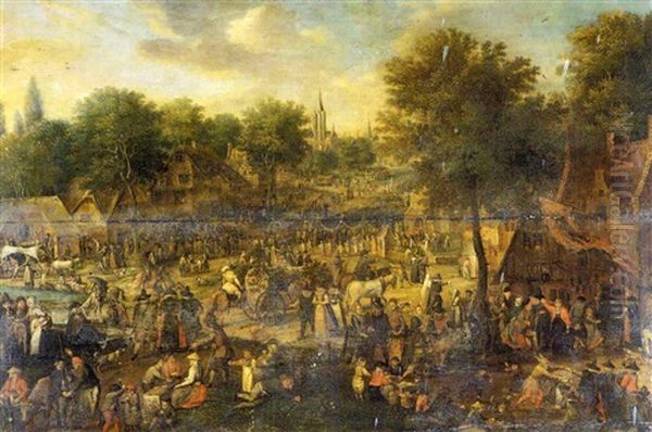 A Kermesse In A Village Oil Painting by Marten van Cleve the Elder