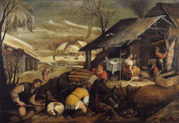 De Winter Oil Painting by Marten van Cleve the Younger