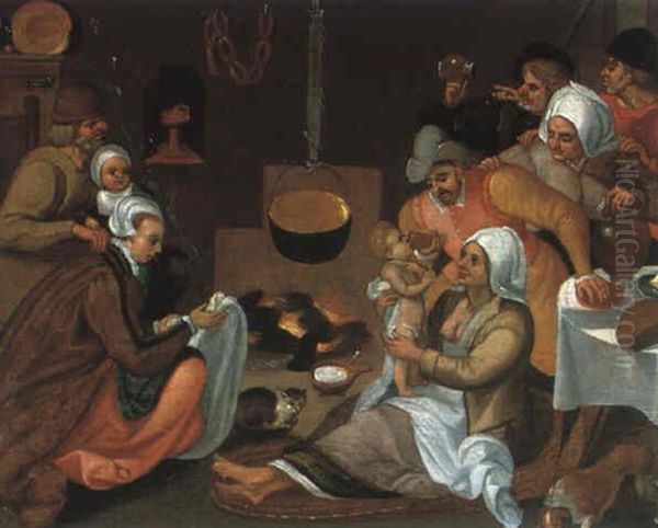 Vornehmer Besuch Bei Den Bauern Oil Painting by Marten van Cleve the Younger