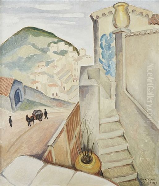 Sydfranskt Landskap - Cagnes Oil Painting by Agnes Cleve