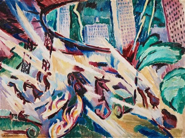 Brand I New York (fire In New York) Oil Painting by Agnes Cleve