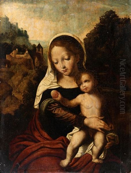 La Vierge A L'enfant Dans Un Paysage Oil Painting by Cornelis van Cleve