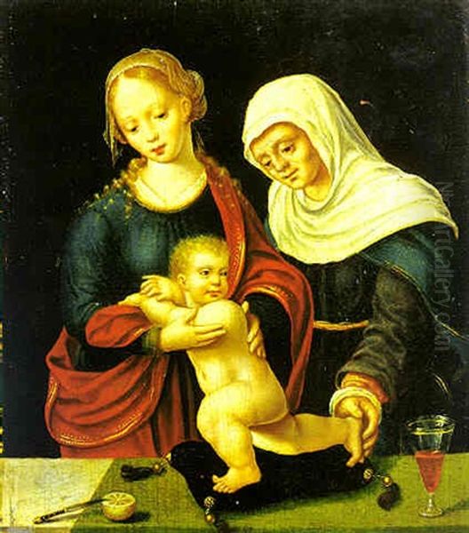 Virgin And Child With Saint Anne Oil Painting by Cornelis van Cleve