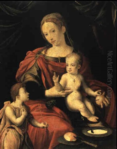 Maria Mit Dem Kind Und Johannesknaben Oil Painting by Cornelis van Cleve