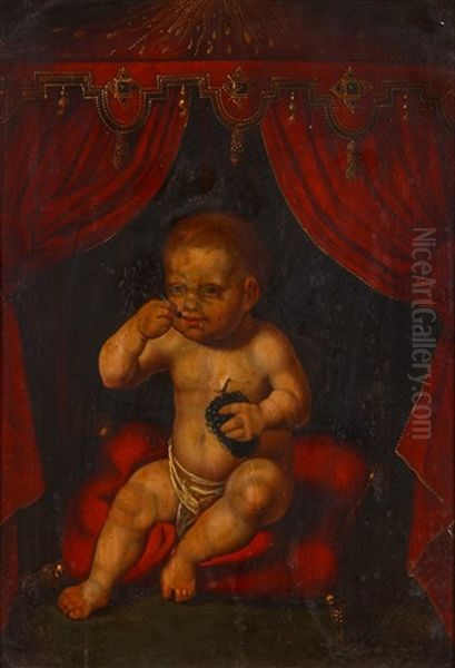 The Christ Child Eating Grapes Oil Painting by Joos Van Cleve