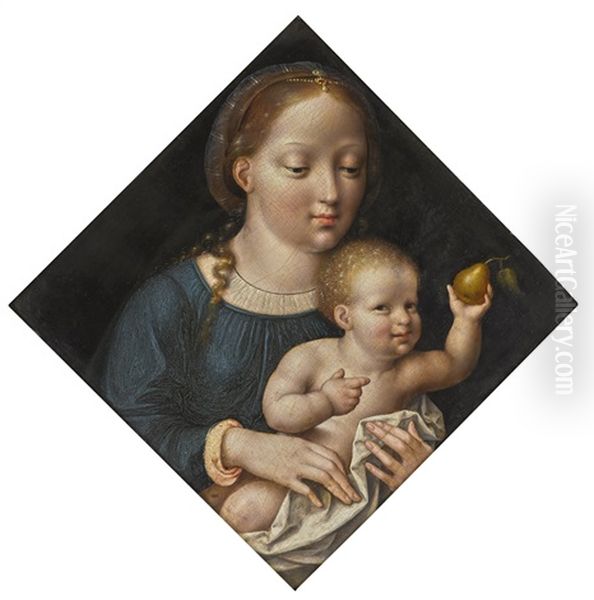 Virgin And Child With A Pear Oil Painting by Joos Van Cleve