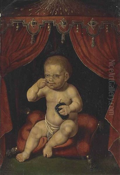 The Christ Child Eating Grapes Oil Painting by Joos Van Cleve