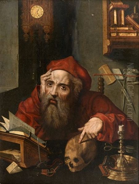 Saint-jerome Dans Son Cabinet D'etude Oil Painting by Joos Van Cleve