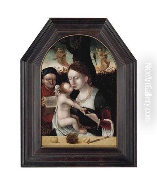 The Holy Family With Music-making Angels Oil Painting by Joos Van Cleve