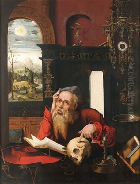 Saint Jerome Dans Son Cabinet D'etude Oil Painting by Joos Van Cleve