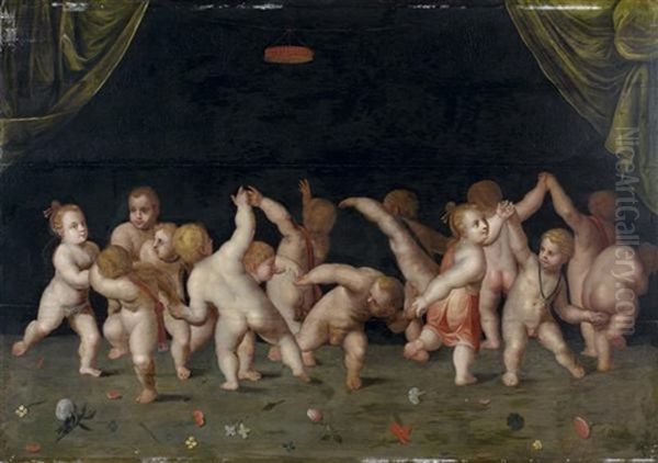 Putti Dansant Oil Painting by Joos Van Cleve