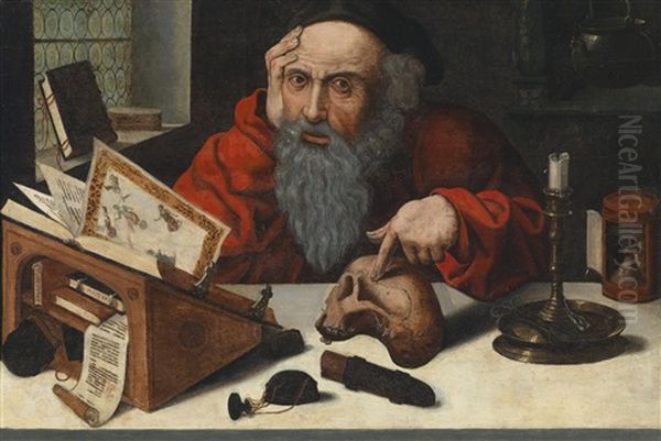 Der Heilige Hieronymus In Seinem Studierzimmer Oil Painting by Joos Van Cleve