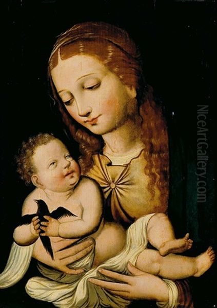 Virgen Del Pajarito Oil Painting by Joos Van Cleve