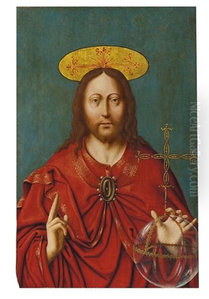 Christus Als Salvator Mundi Oil Painting by Joos Van Cleve