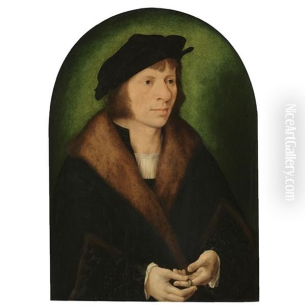 Portrait Of A Man In A Black Cap And A Fur-trimmed Coat Oil Painting by Joos Van Cleve