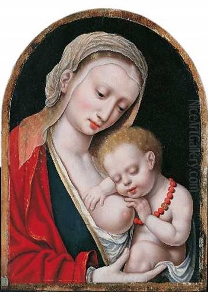 Maria Mit Dem Schlafenden Christusknaben Oil Painting by Joos Van Cleve