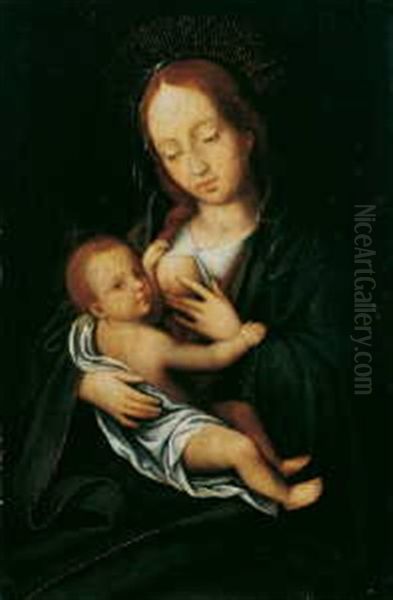 Madonna Lactans Oil Painting by Joos Van Cleve