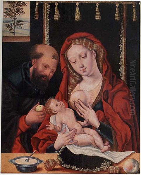 Sainte Famille Oil Painting by Joos Van Cleve