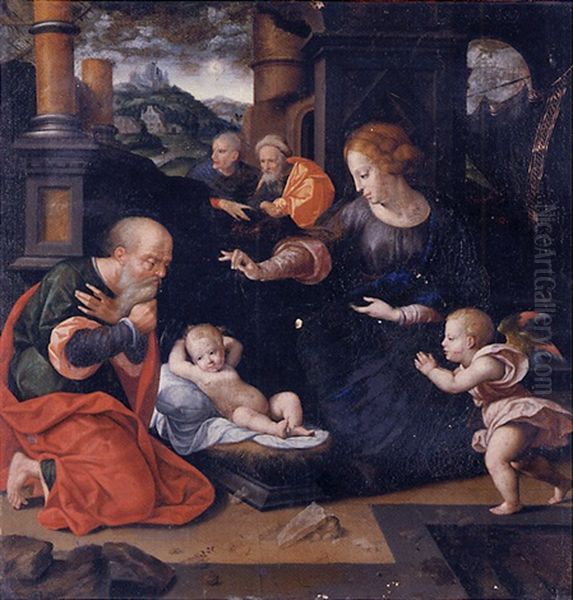 The Adoration Of The Christ Child Oil Painting by Joos Van Cleve