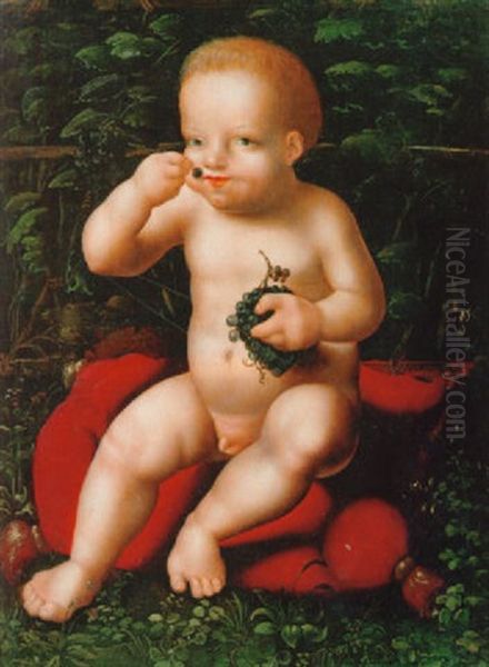 Sitzender Jesusknabe Mit Weintrauben Oil Painting by Joos Van Cleve