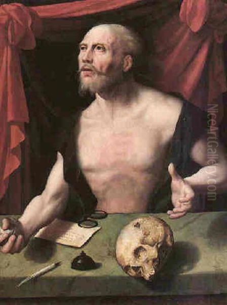 The Penitent St. Jerome In His Study Oil Painting by Joos Van Cleve