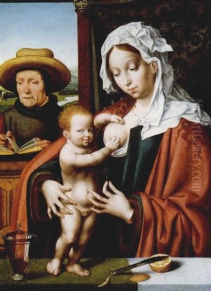 La Sainte Famille Oil Painting by Joos Van Cleve