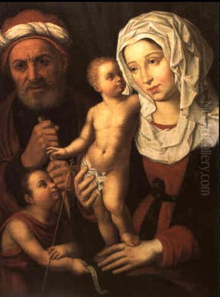 Die Heilige Familie Mit Dem Jesusknaben Oil Painting by Joos Van Cleve