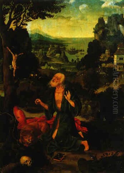 Der Heilige Hieronymus In Einer Landschaft Oil Painting by Joos Van Cleve