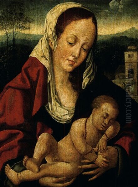 Vierge A L'enfant Oil Painting by Joos van der Beke Cleve