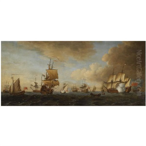 The British Fleet At Sea, 1688 Oil Painting by John Cleveley