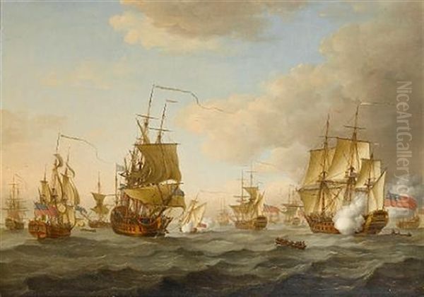 Admiral Byng's Fleet Getting Underway From Spithead Oil Painting by John Cleveley